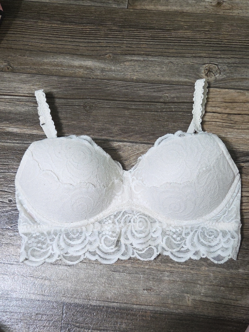 PINK Victoria's Secret White Lace Longline Bralette